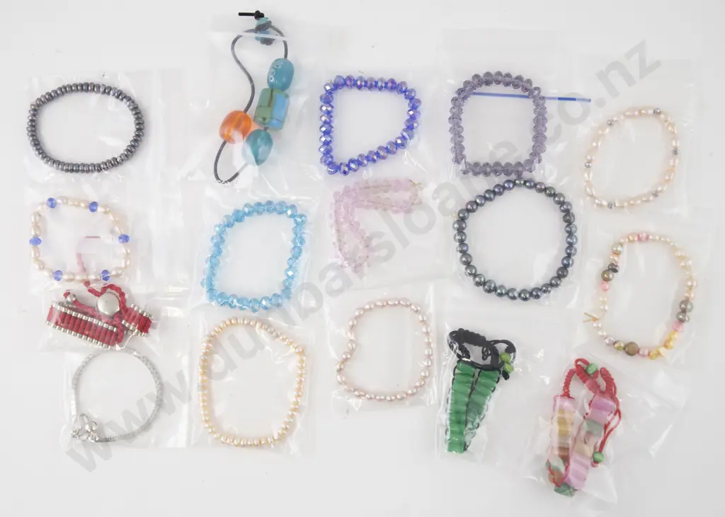 20 Various Pearl and Crystal Bead Bracelets Image 1++