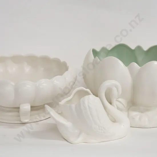 Three Pieces of White Glazed Pottery