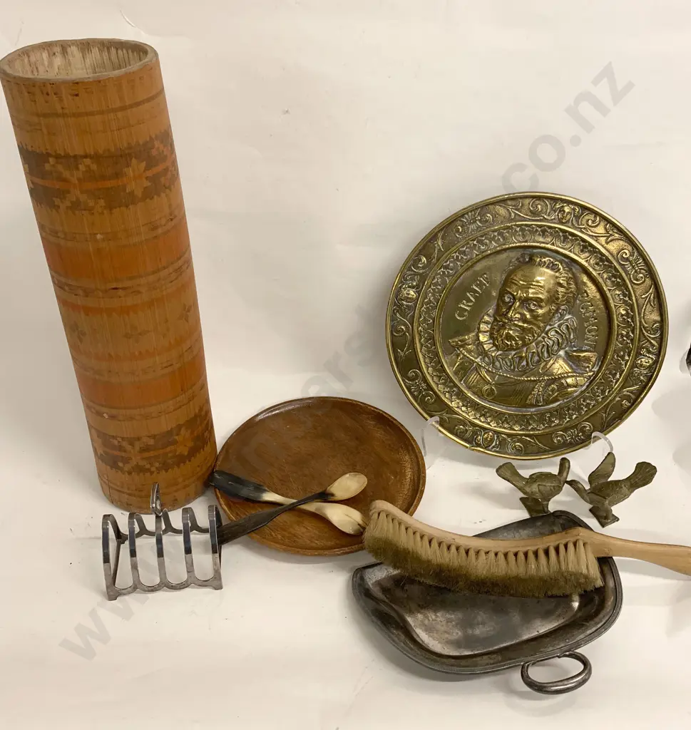 Quantity of Assorted Wood Ware and Metal Ware Including Crumb Tray Image 1++