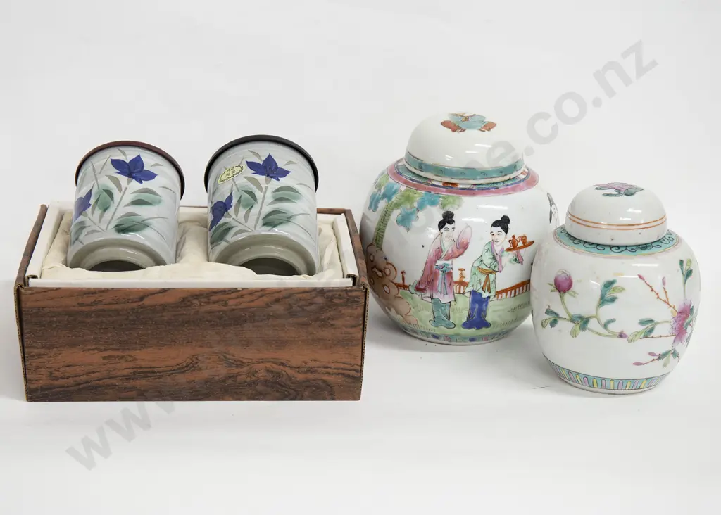 Two Ginger Jars and Pair of Boxed Jars Image 1++