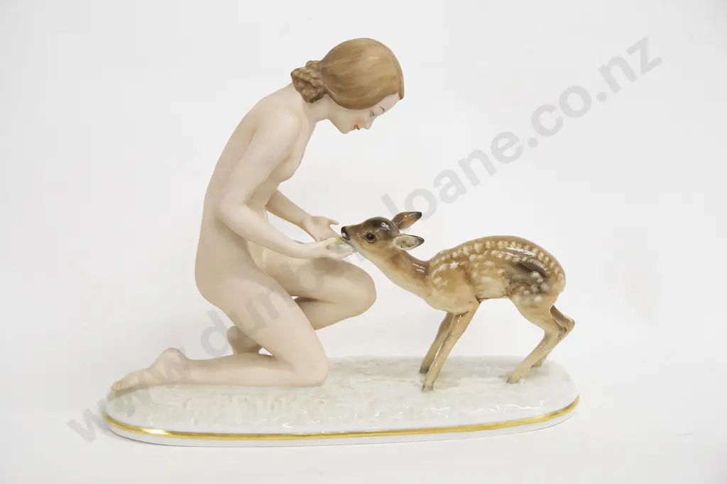 Hutschenreuther Figure Girl and Fawn Image 1++