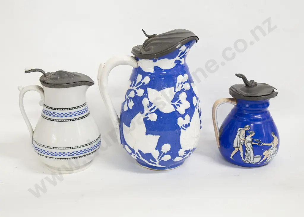 Three Staffordshire Pewter Lidded Jugs Image 1++