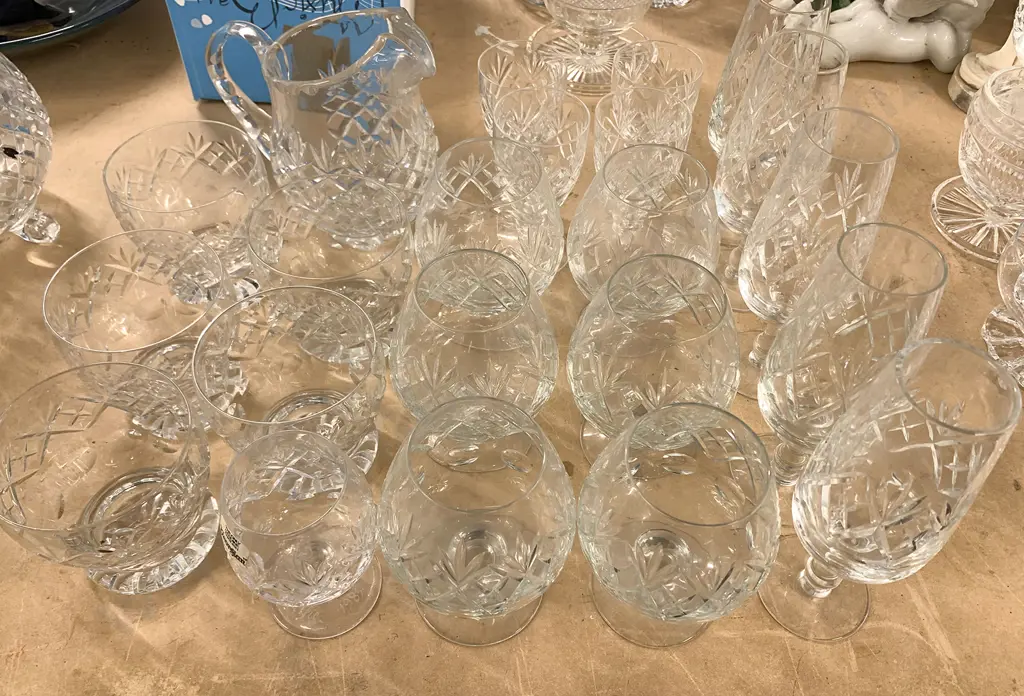 Quantity Crystal Glasses and Water Jug Image 1++