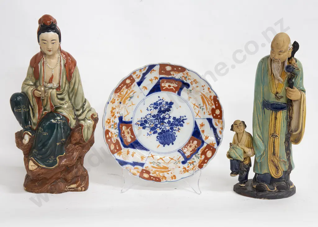 Two Chinese Figures and a Imari Plate Image 1++