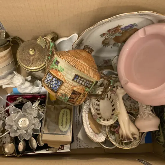 Boxed Mixed China and Ornaments
