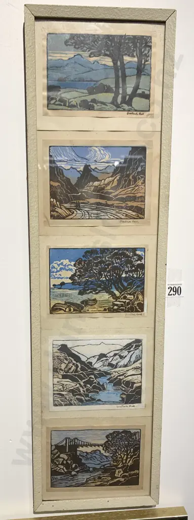 Five Framed Gertrude Bell Woodcuts Image 1++