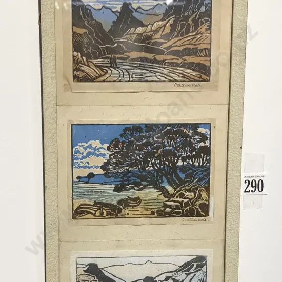 Five Framed Gertrude Bell Woodcuts
