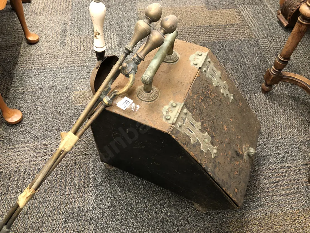 Coal Scuttle and Two Fire Irons Image 1++