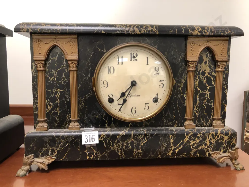 Simulated Black Marble Mantel Clock Image 1++