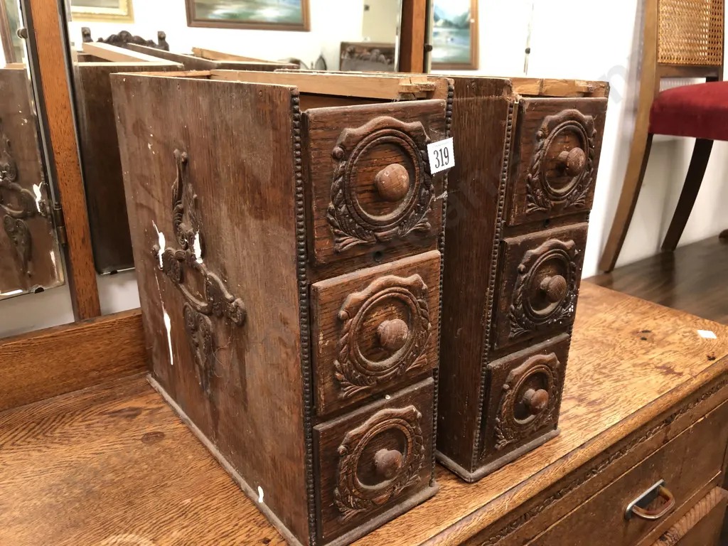 Pair Oak Sewing Machine Drawers Image 1++