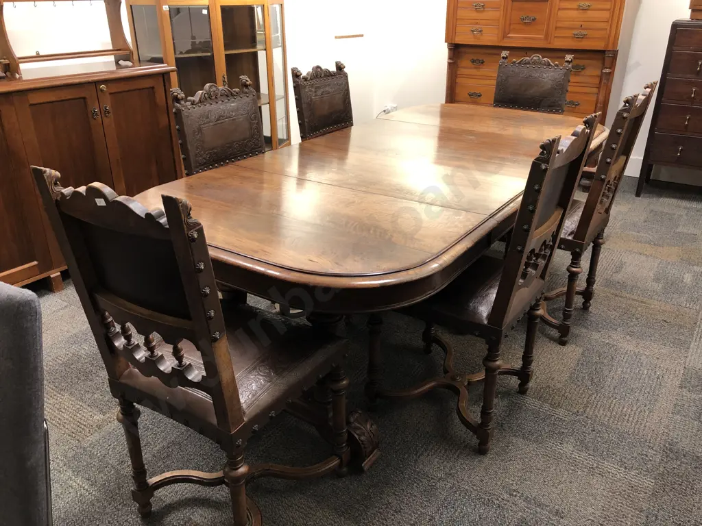 Walnut Extension Dining Table and Six Chairs Image 1++