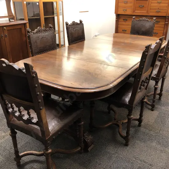 Walnut Extension Dining Table and Six Chairs