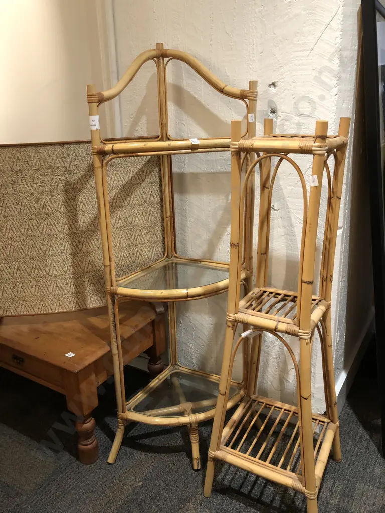 Two Cane Plant Stands and Fire Screen Image 1++