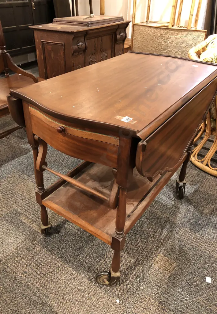 Mahogany Drop Side Tea Trolley Image 1++