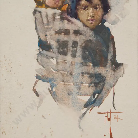 Frances Hodgkins (1869-1947) - KIA-ORA (Maori Girl with Baby)