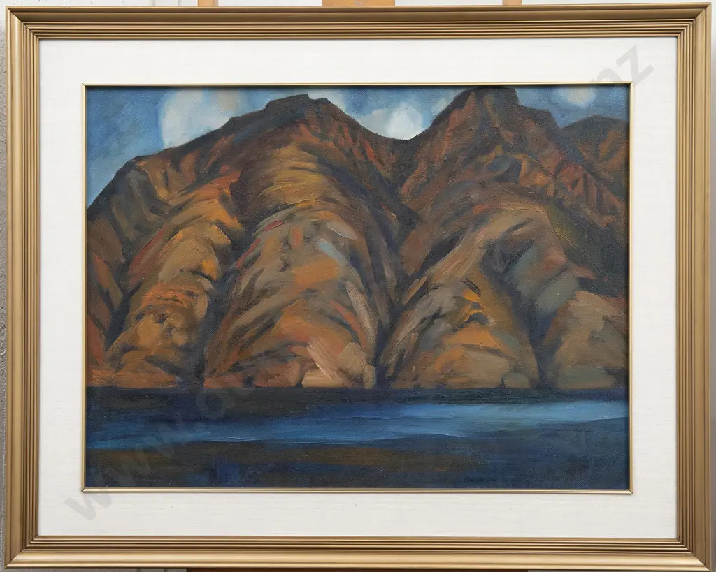 Doris Lusk (1916-90) - Mountains at Lake Wakatipu Image 1++