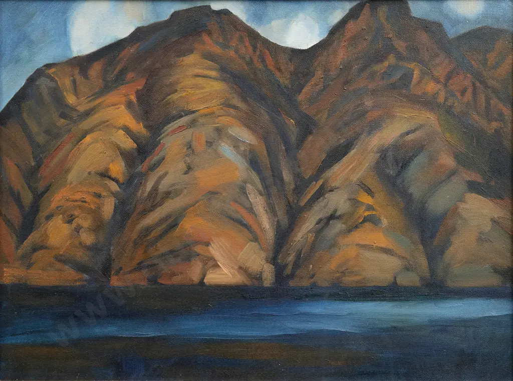 Doris Lusk (1916-90) - Mountains at Lake Wakatipu Image 1++