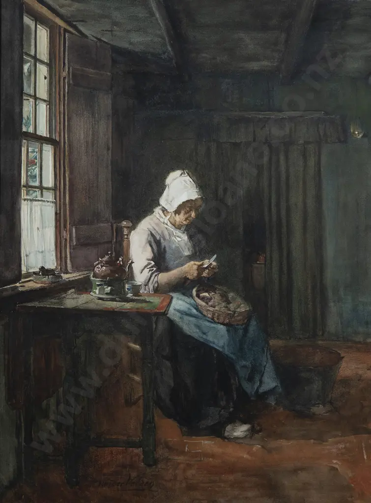 Petrus Van der Velden (1837-1913) - Interior of a Marken Cottage Image 1++