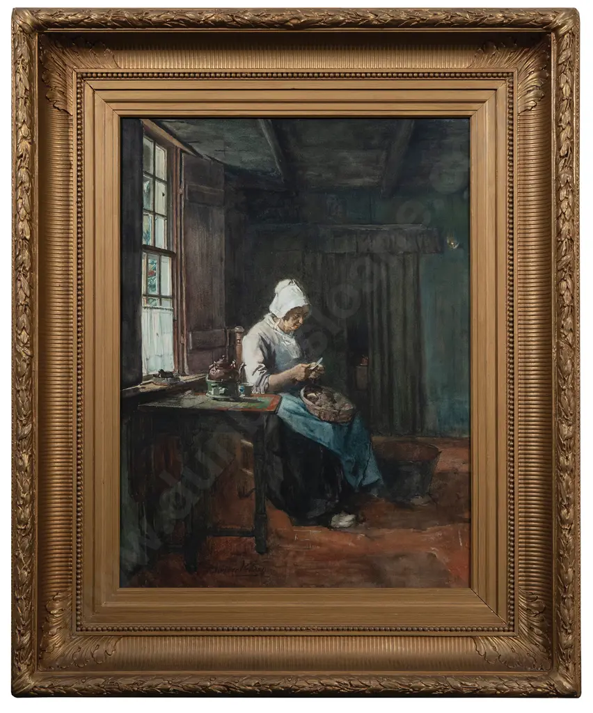 Petrus Van der Velden (1837-1913) - Interior of a Marken Cottage Image 1++