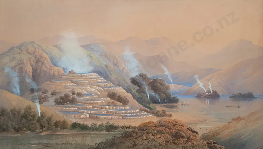 John Barr Clarke Hoyte (1835-1913) - Te Tarata (The White Terraces) Image 1++