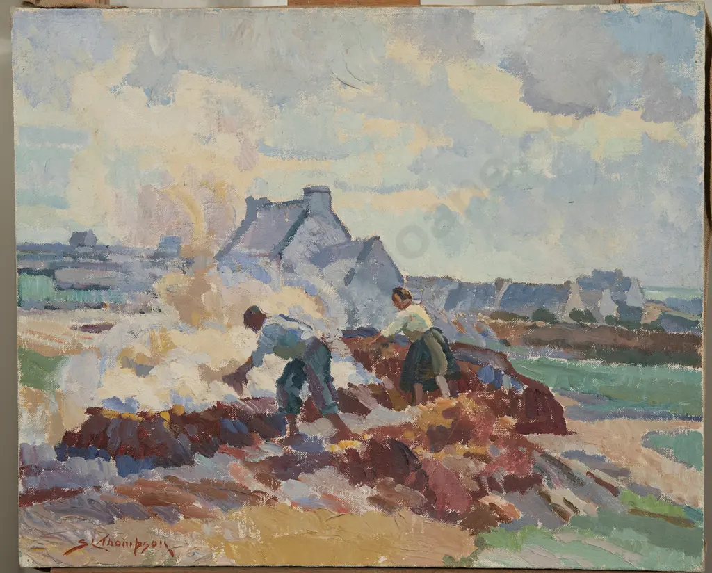 Sydney Lough Thompson (1877-1973) - Burning Seaweed Concarneau Image 1++
