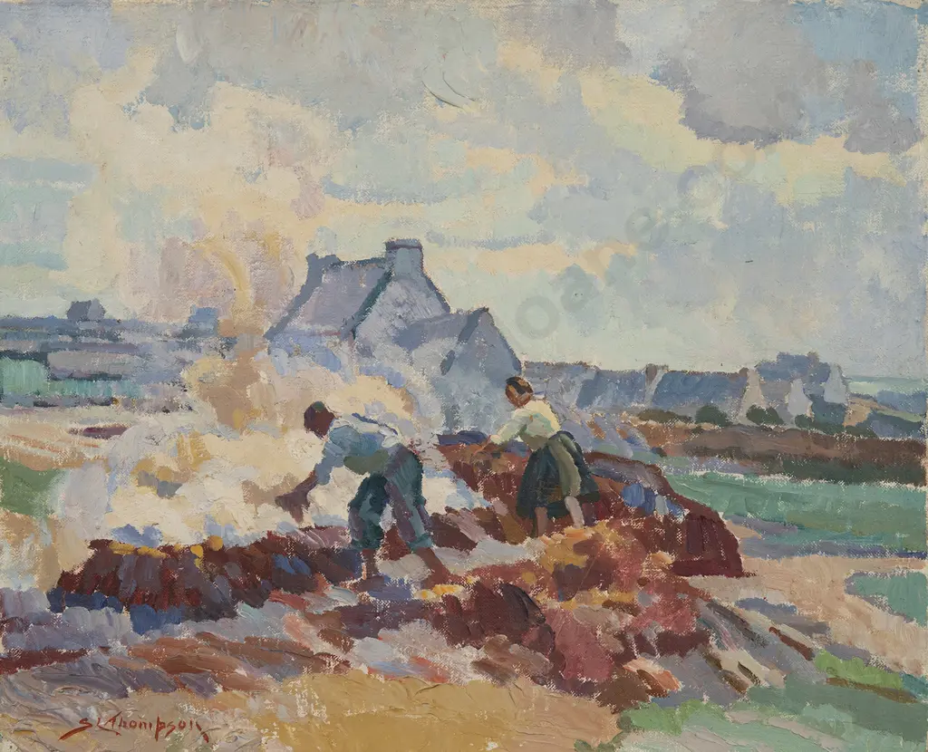 Sydney Lough Thompson (1877-1973) - Burning Seaweed Concarneau Image 1++