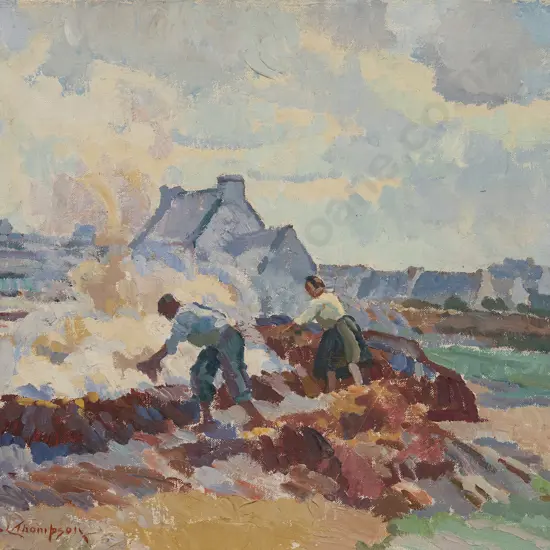 Sydney Lough Thompson (1877-1973) - Burning Seaweed Concarneau
