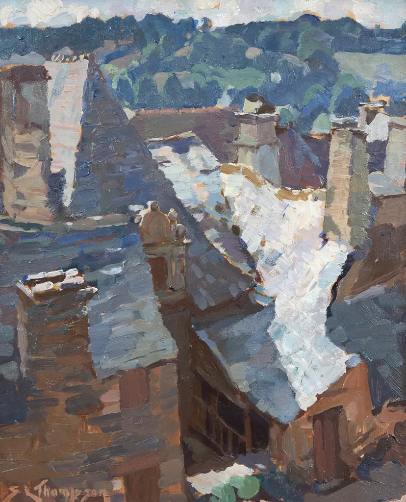 Sydney Lough Thompson (1877-1973) - Les Toits de Rochefort-en-Terre Image 1++