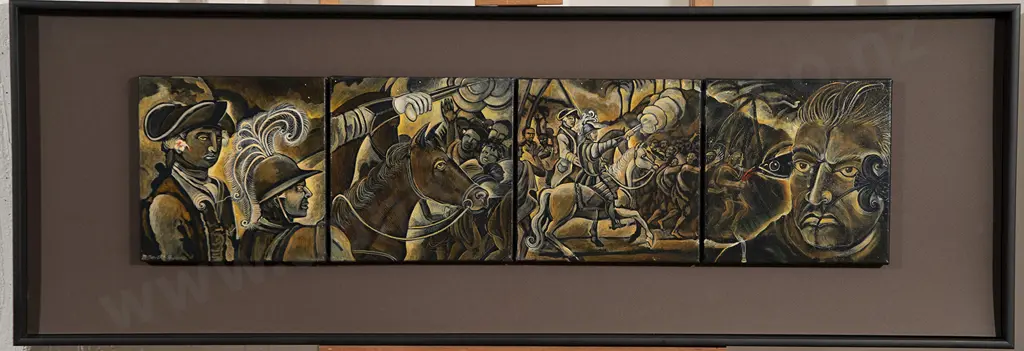 Michel Tuffery (b 1966) - Equestrian Exercise with Mai and Cook at Vaitepiha Bay Image 1++