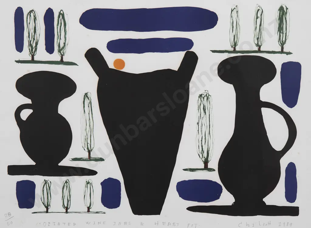 Gavin Chilcott (b 1950) - Opiated Wine Jars & Heart Pot Image 1++