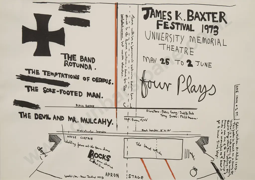 Colin John McCahon (1919-87) - James K Baxter Festival 1973 Image 1++