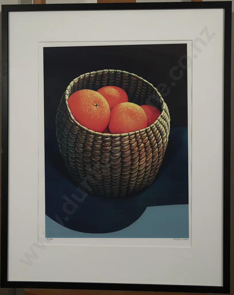Michael Smither (b 1939) - Oranges in Seagrass Basket Image 1++