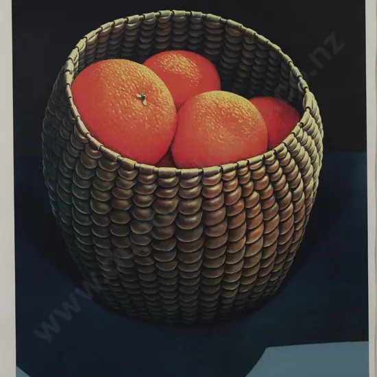 Michael Smither (b 1939) - Oranges in Seagrass Basket