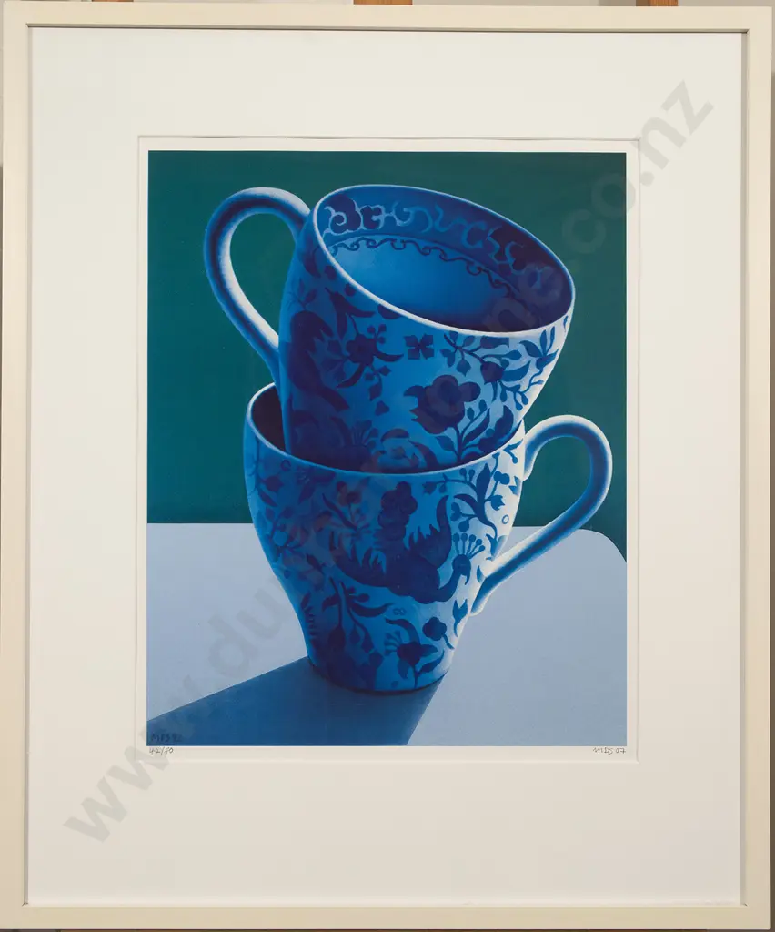 Michael Smither (b 1939) - Two Blue & White Teacups Image 1++