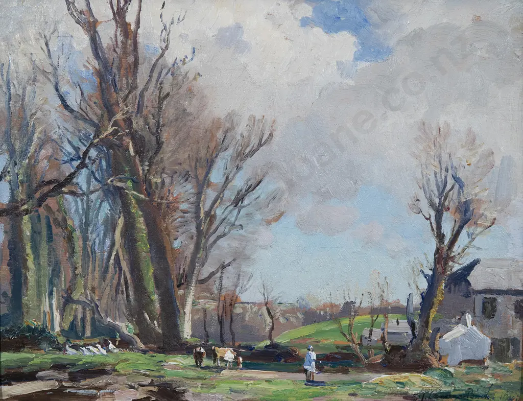 Samuel John Lamorna Birch (1869-1955) - Autumnal Farm Scene Image 1++