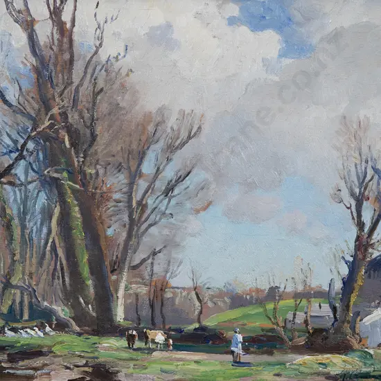 Samuel John Lamorna Birch (1869-1955) - Autumnal Farm Scene