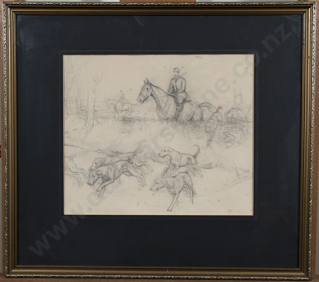 Vera Whiteman (1873-1952) - The Hunt with Preparatory Sketch (2) Image 1++