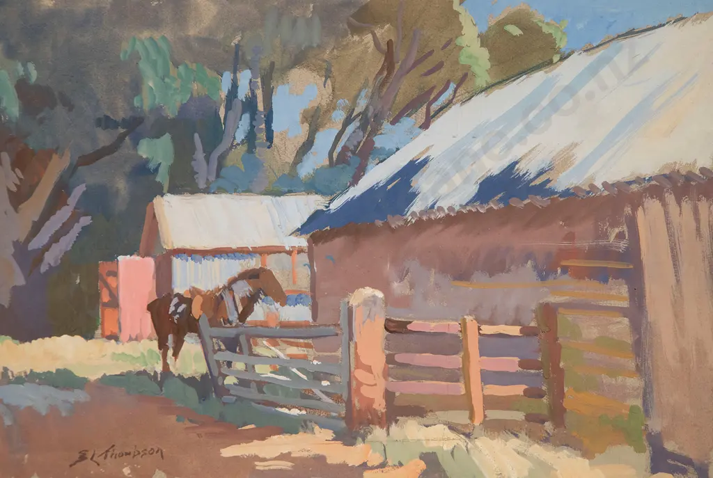 Sydney Lough Thompson (1877-1973) - Horse & Stables Image 1++