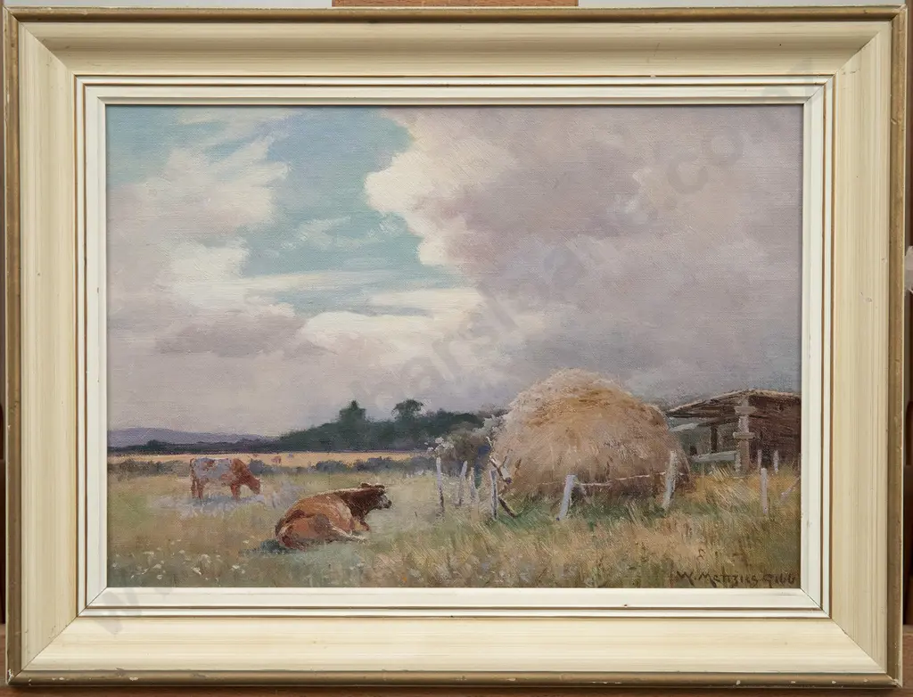 William Menzies Gibb (1859-1931) - Grazing Cattle Banks Peninsula Image 1++