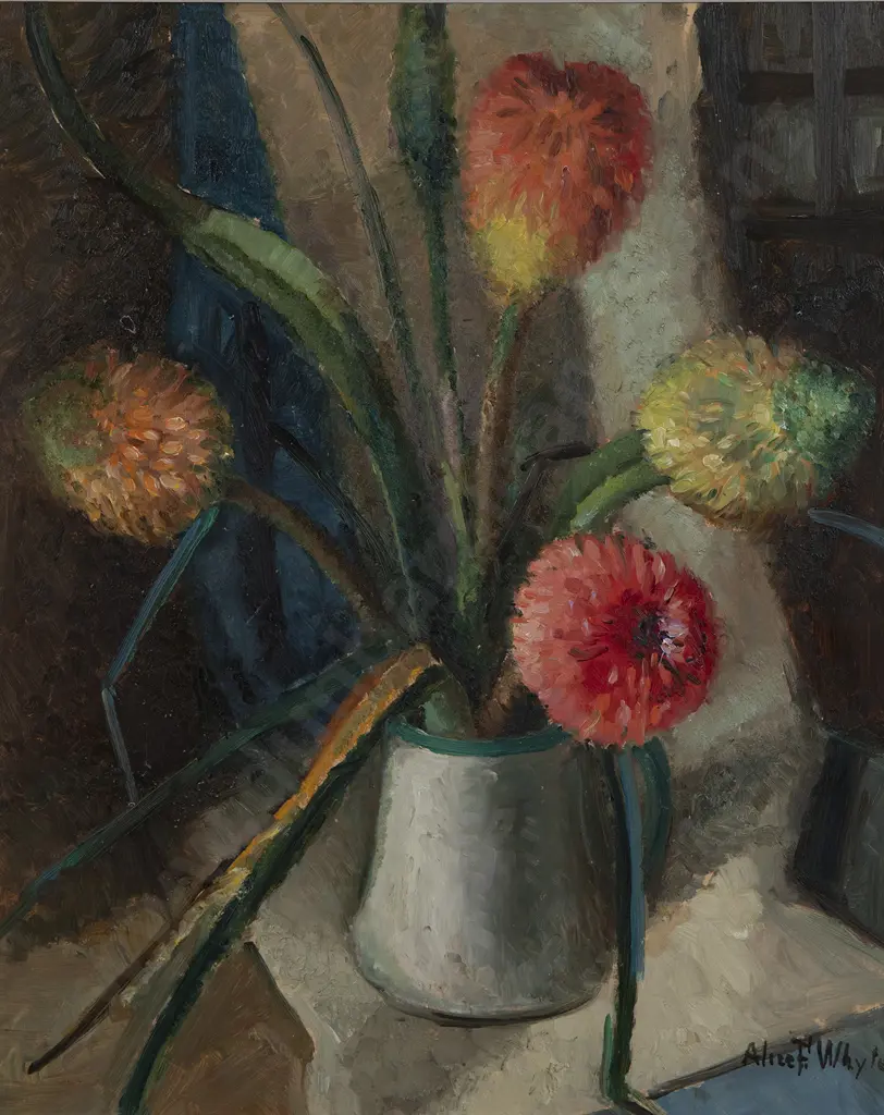 Alice Whyte (1880-1952) - Still Life with Red Hot Pokers Image 1++