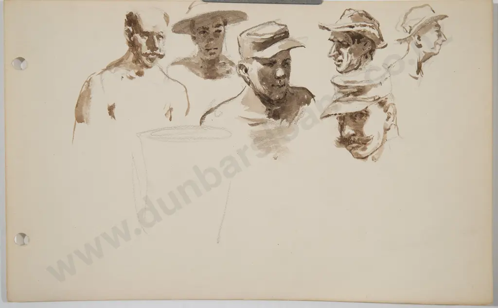 Russell Clark (1905-66) - Sketch Block / Pacific Guadalcanal 1944 Image 1++