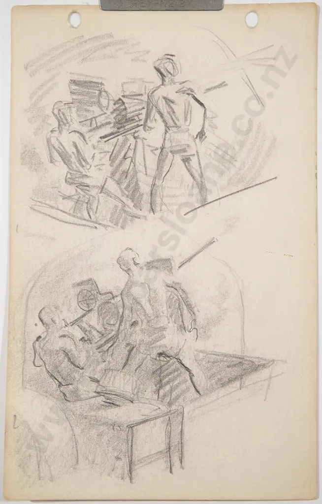 Russell Clark (1905-66) - Sketch Block / Pacific Guadalcanal 1944 Image 1++
