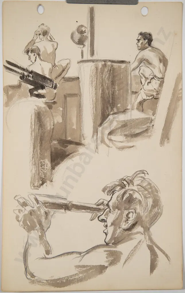 Russell Clark (1905-66) - Sketch Block / Pacific Guadalcanal 1944 Image 1++