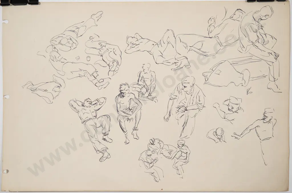 Russell Clark (1905-66) - Sketch Block / Pacific Guadalcanal 1944 Image 1++