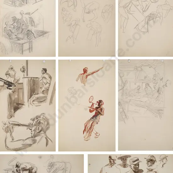 Russell Clark (1905-66) - Sketch Block / Pacific Guadalcanal 1944