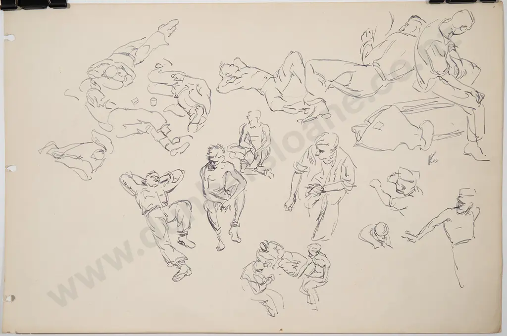 Russell Clark (1905-66) - Figurative Studies of Solider's at Rest Image 1++