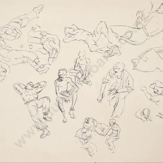 Russell Clark (1905-66) - Figurative Studies of Solider's at Rest