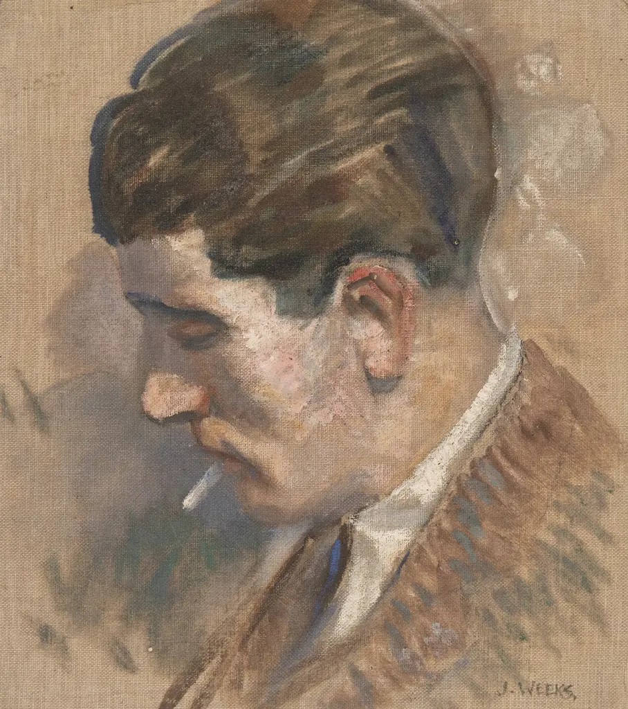 John Weeks (1888-1965) - Portrait of Gent with Cigarette Image 1++