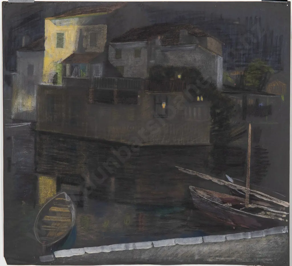 John Weeks (1888-1965) - Boats in Moonlight Image 1++