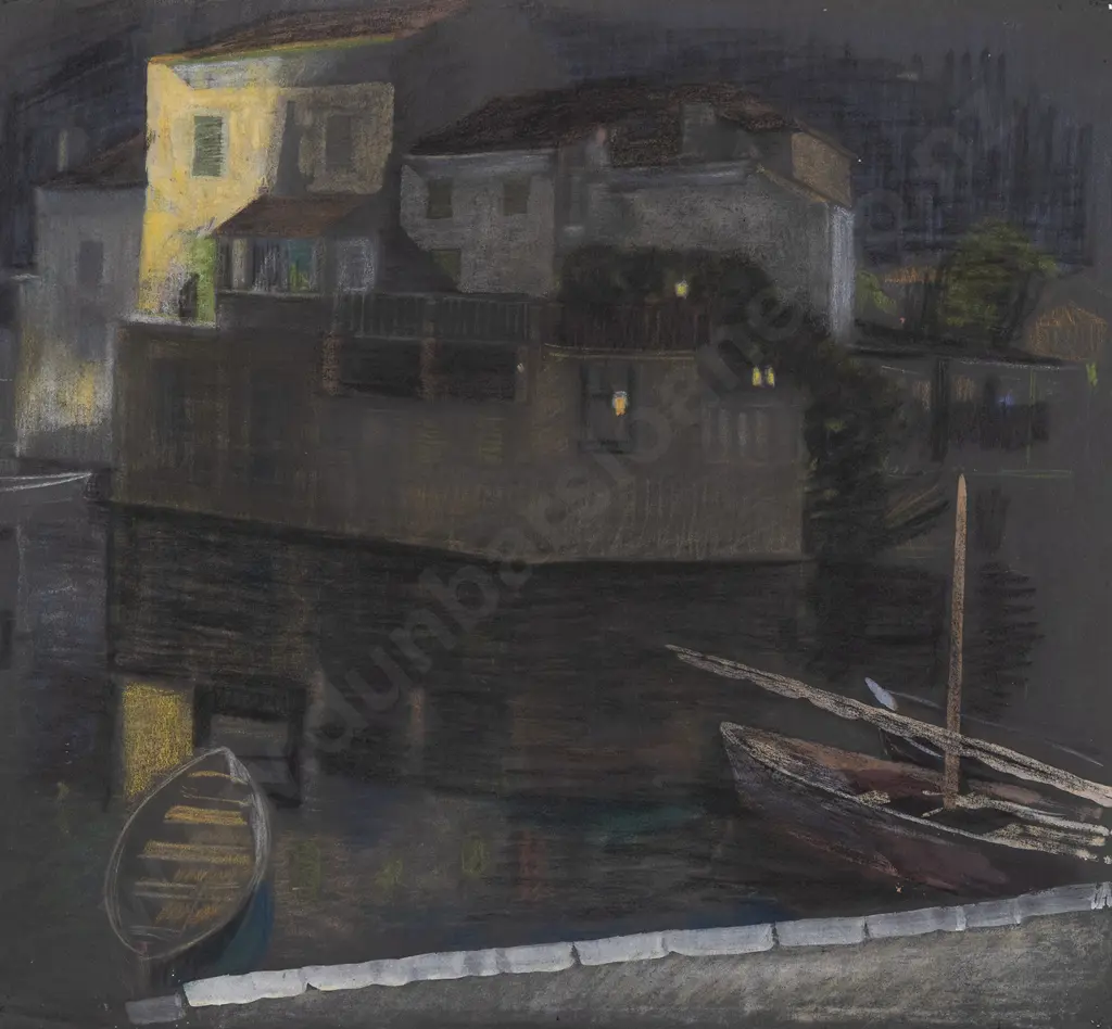 John Weeks (1888-1965) - Boats in Moonlight Image 1++